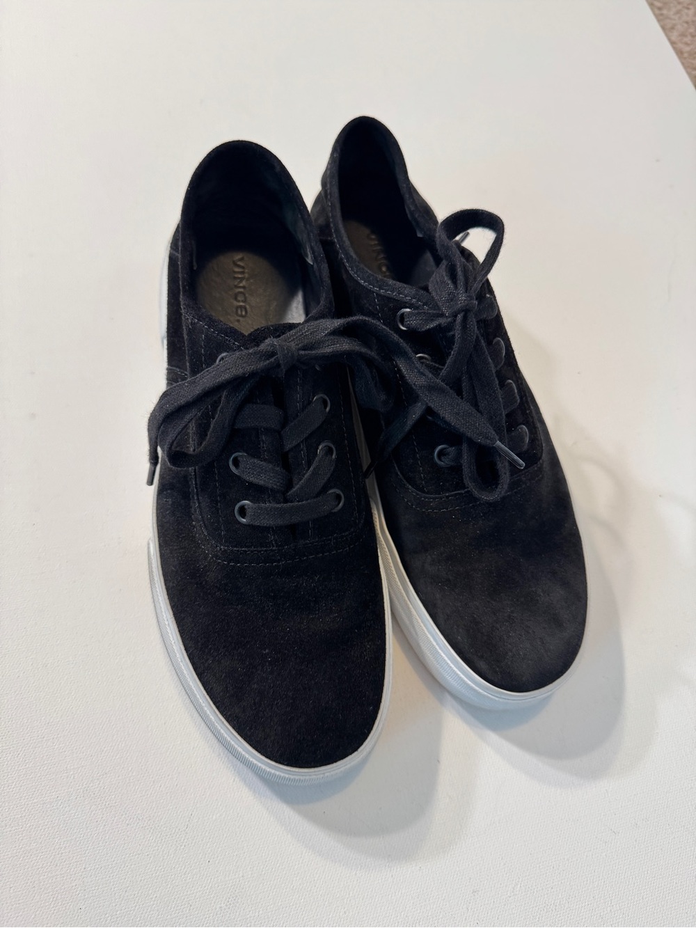 Vince Copley Black Suede Platform Lace-Up Sneakers Size 9